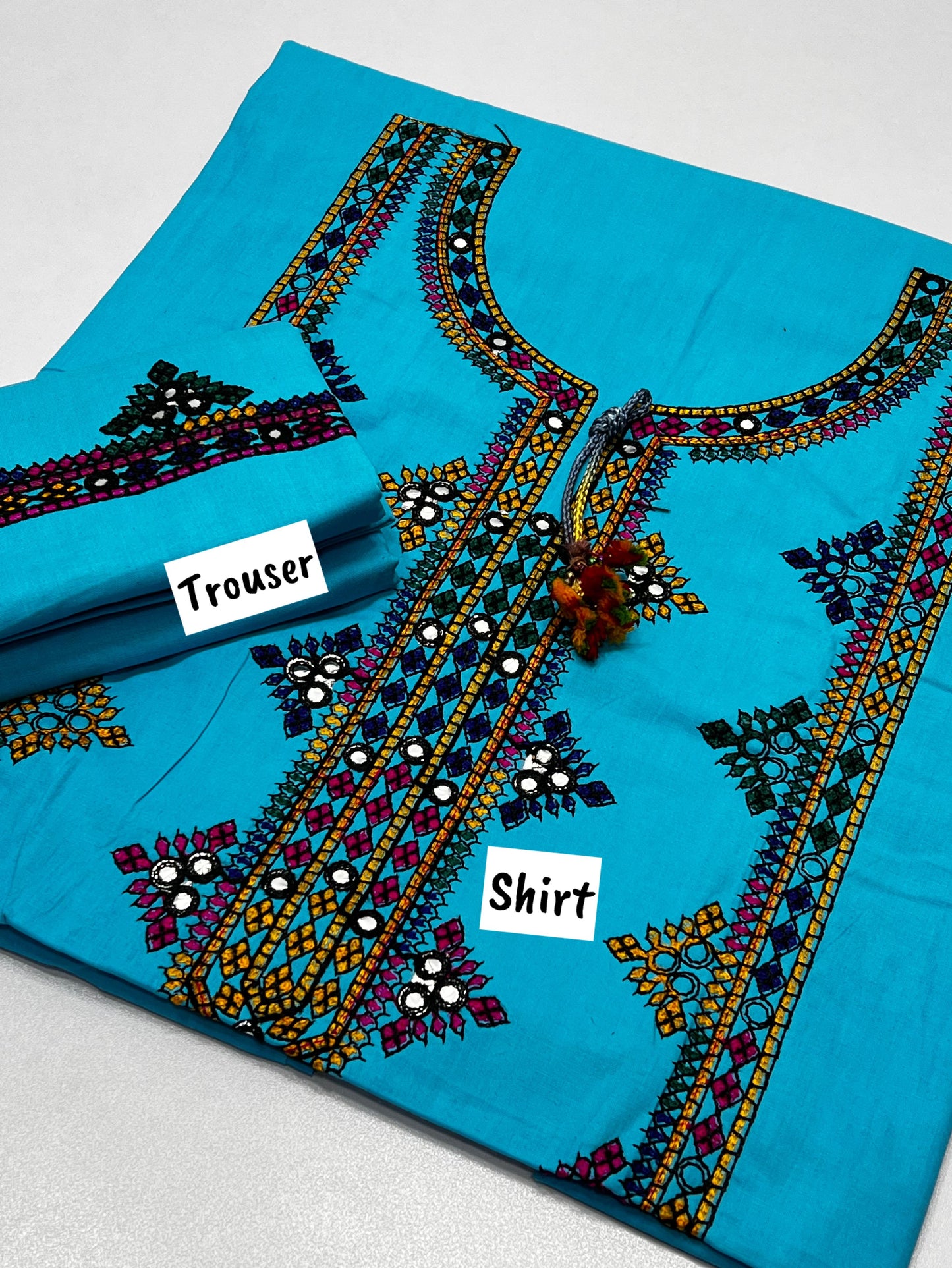 2PC CROSS STITCH EMB SUIT Ferozi