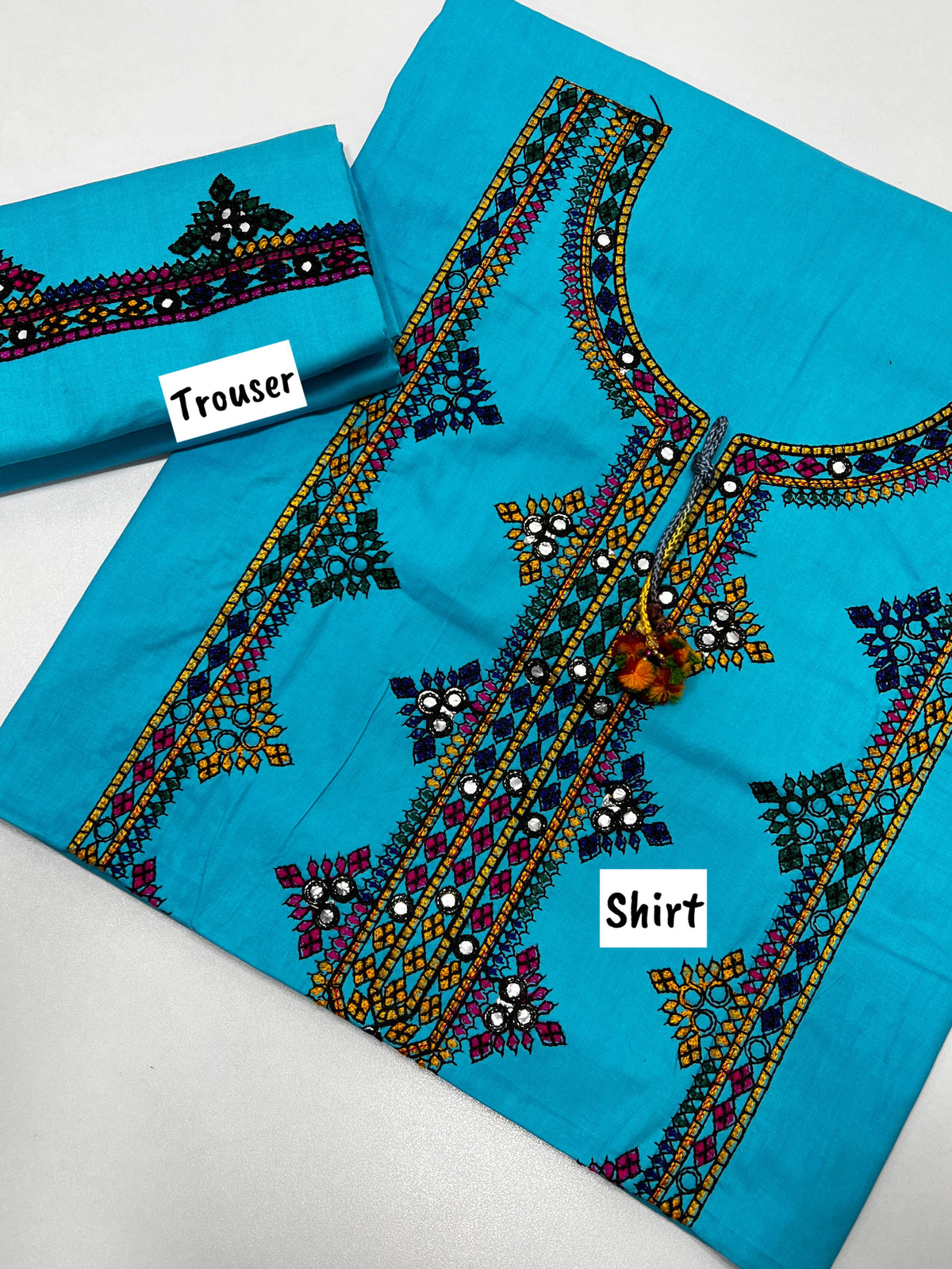 2PC CROSS STITCH EMB SUIT Ferozi