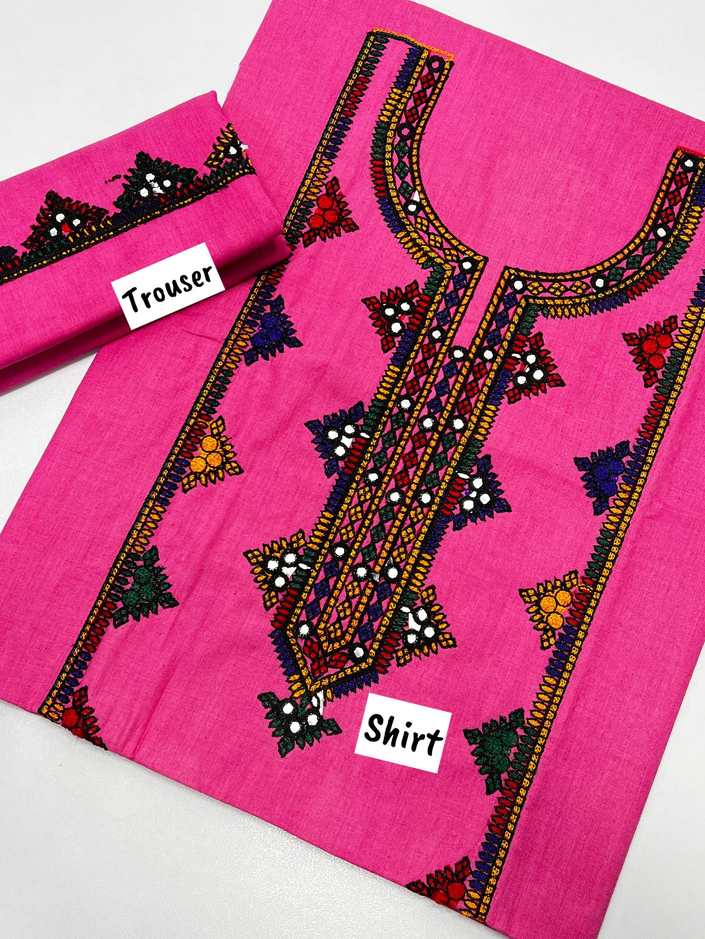 2PC CROSS STITCH EMB SUIT Pink
