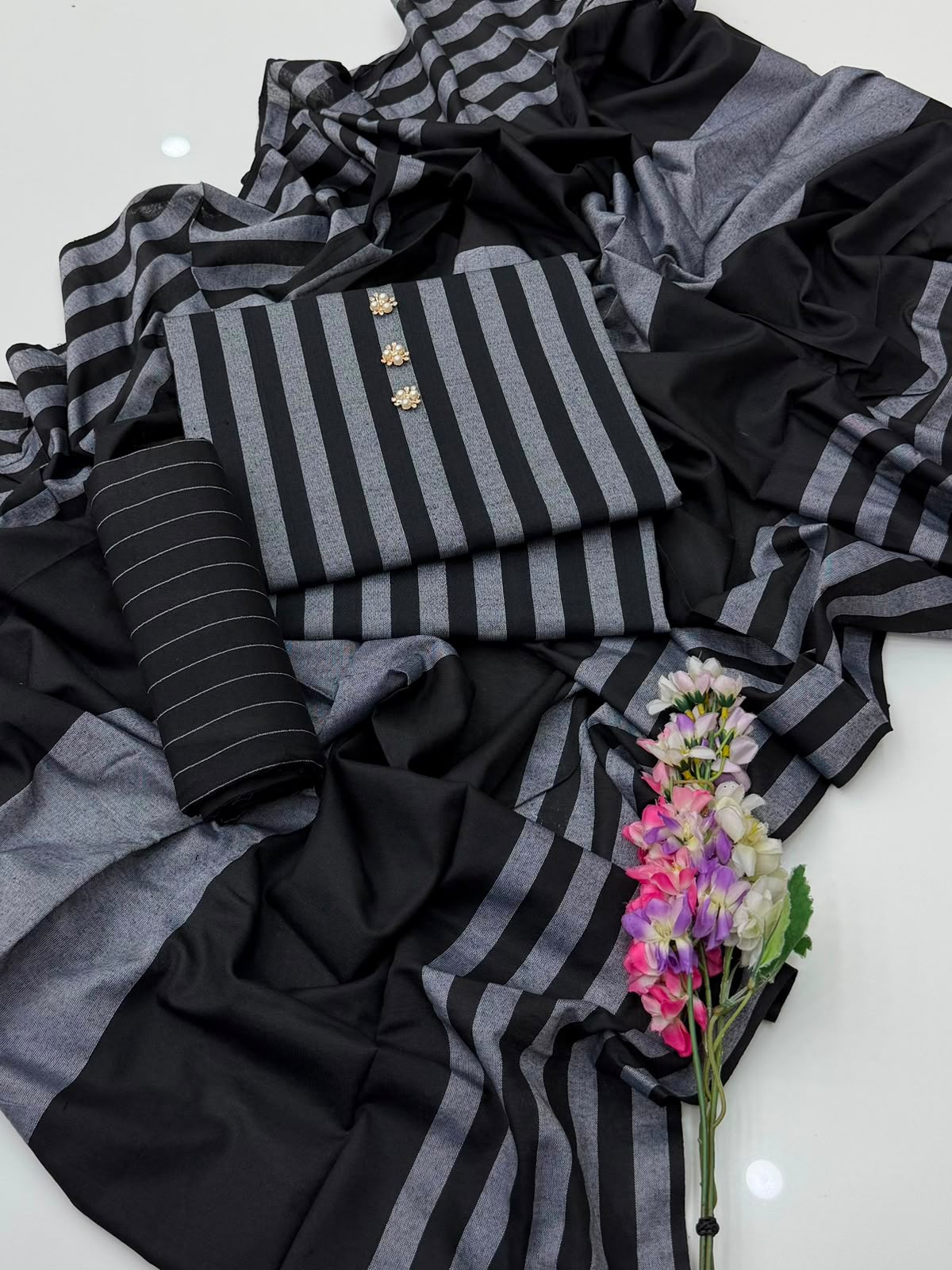 3PC Dress Multani Khaadi Sussi - Black Grey