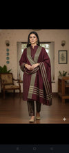 3PC Dress Multani Khaadi Sussi - Mehroon