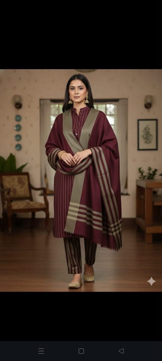 3PC Dress Multani Khaadi Sussi - Mehroon