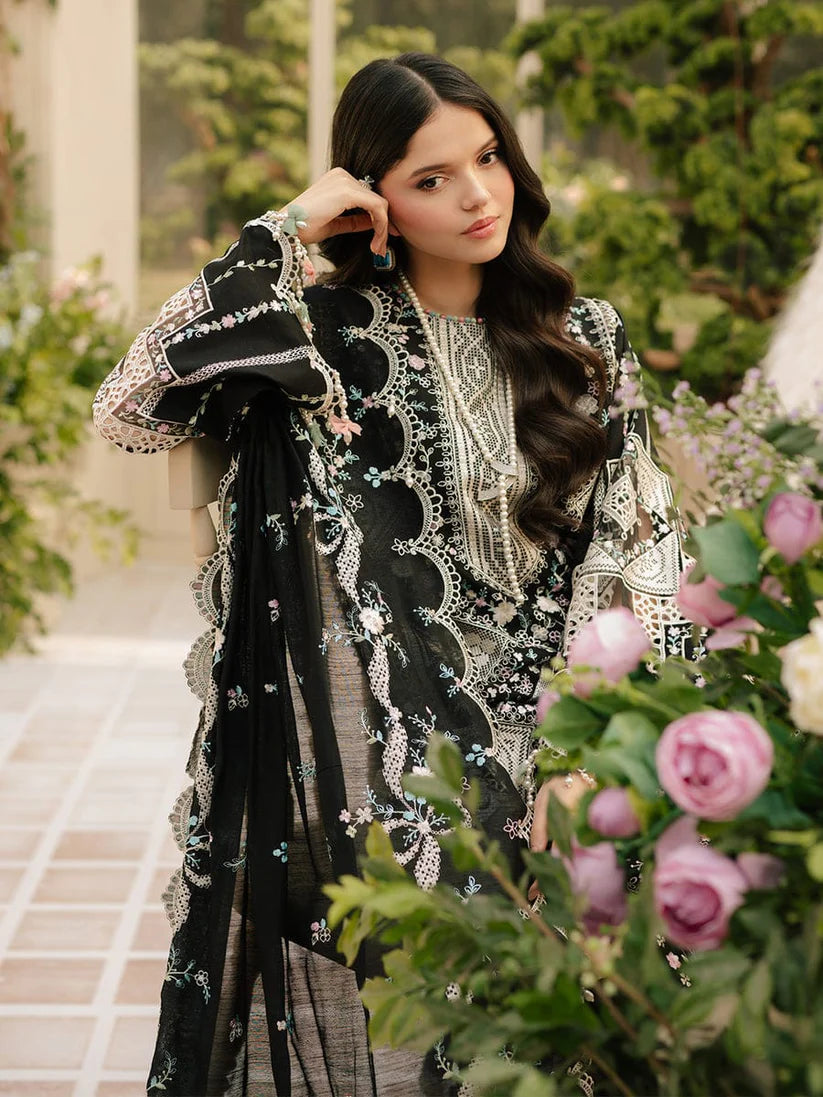 BIN_ILYAS Lawn 90/70 EMBROIDERED 3PC WITH EMBROIDERED SHAWL