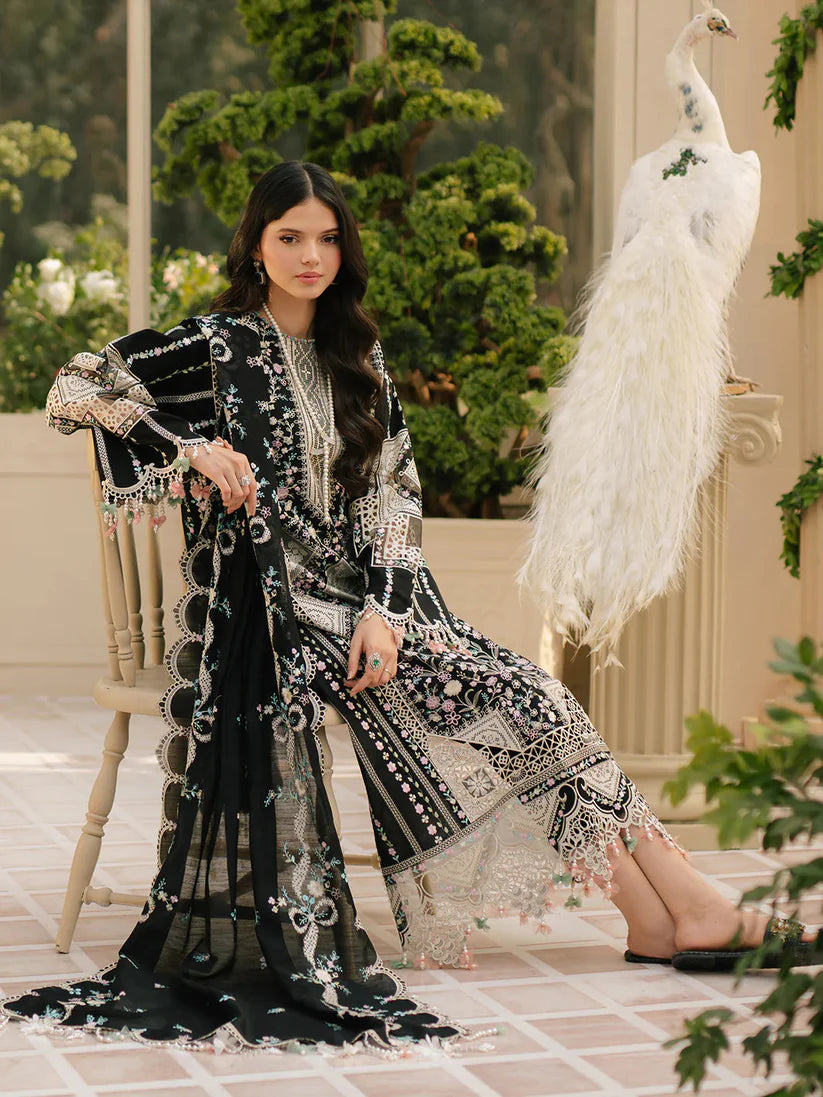BIN_ILYAS Lawn 90/70 EMBROIDERED 3PC WITH EMBROIDERED SHAWL