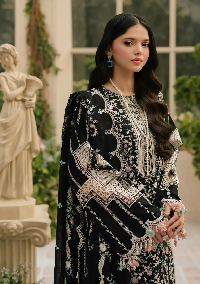 BIN_ILYAS Lawn 90/70 EMBROIDERED 3PC WITH EMBROIDERED SHAWL