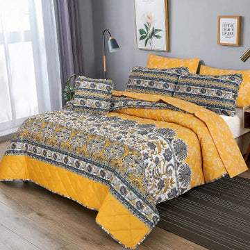 7 Pcs Quilted Comforter Set – Bumblebee