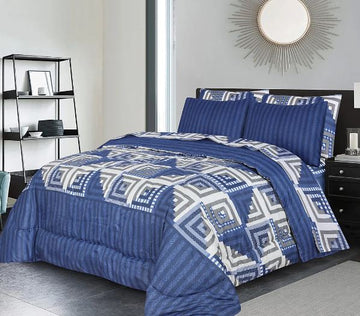 7 Pcs Quilted Comforter Set – Blue Bamble